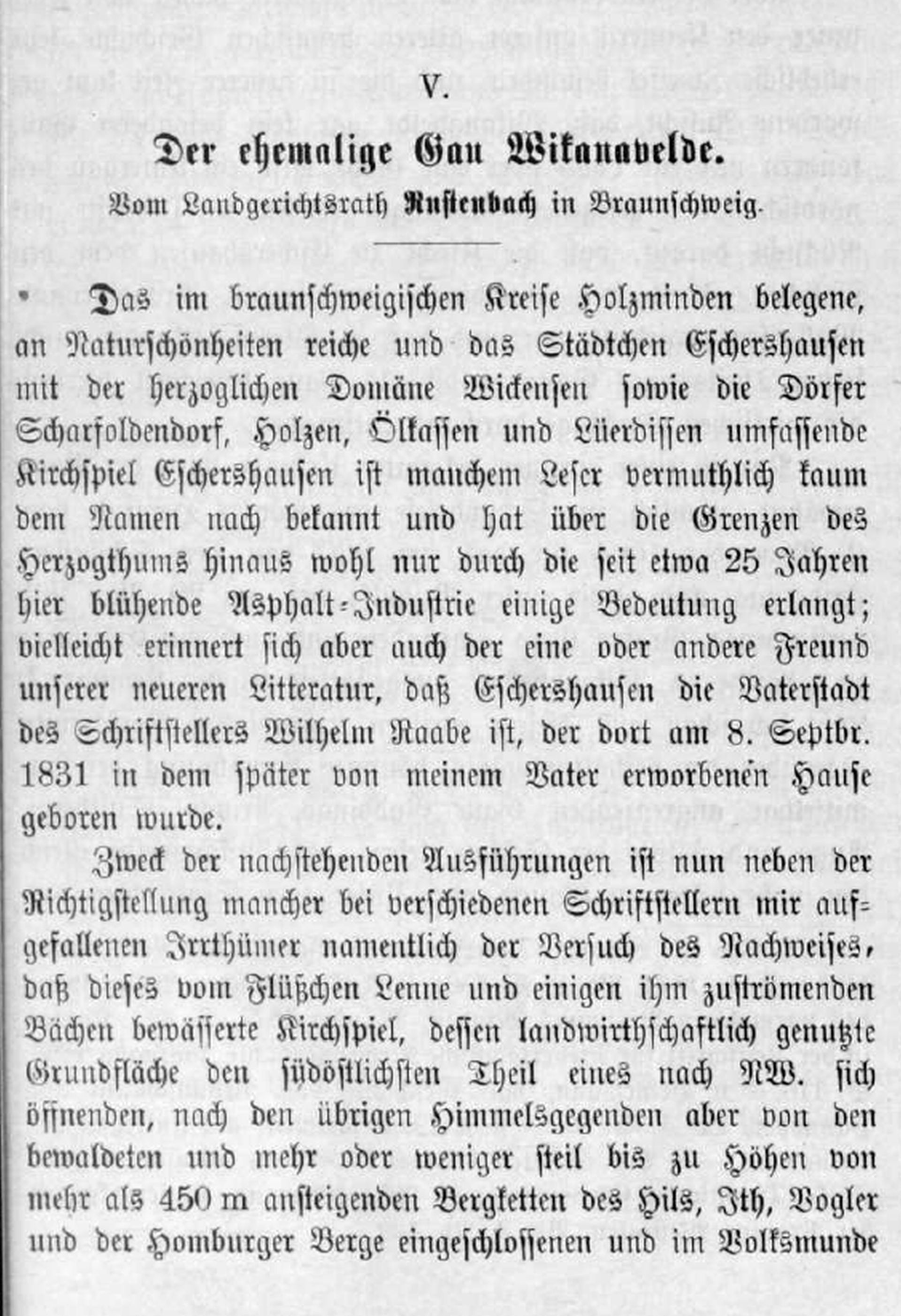 Erste Seite des Artikels „Der ehemalige Gau Wikanavelde“ von 1900